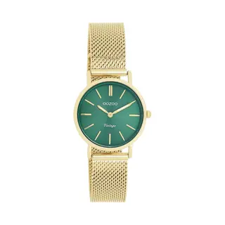 Oozoo Vintage Damen Uhr In Gold/Grün - Armbanduhr Damen Mit 14mm Milanaise-Metallband - Analog Damenuhr In Rund - C20297