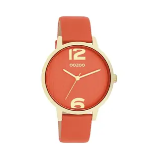 Oozoo Timepieces Women's Watch, Women's Watch With Leather Strap, High-Quality Watch For Women, Elegant Analogue Women's Watch In Round, Warm Orange,