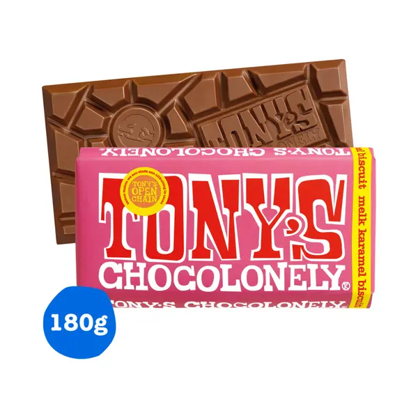 Chocolade Tony's Chocolonely Melk Karamel Biscuit Reep 180gr thumbnail