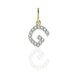 Jewels Inc. Gisser Jewels - Hanger Excl. Collier - Letter G Gezet Met Zirkonia - 8mm - Geelgoud Verguld Zilver 925