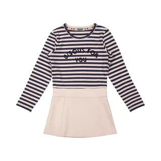 Dj Dutchjeans - Meisjes Jurk - Powder Pink+navy - Maat 128