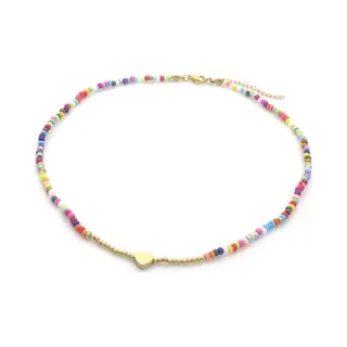 MustHaves Ketting - Verstelbaar - Sieraad - Accessoire - Rvs - Stainless Steel - 39+5cm - Goudkleurig - Multicolor - Hartje - Liefde - Cadeau - Geschenk - Feest
