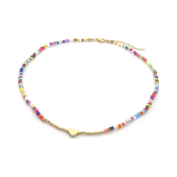 MustHaves Ketting - Verstelbaar - Sieraad - Accessoire - Rvs - Stainless Steel - 39+5cm - Goudkleurig - Multicolor - Hartje - Liefde - Cadeau - Geschenk - Feest thumbnail