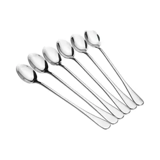 Trendfield Lange Lepels Voor Dessert, Latte Macchiato, Yoghurt Of Cocktail - Dessertlepels Rvs - Zilver - 6 Stuks