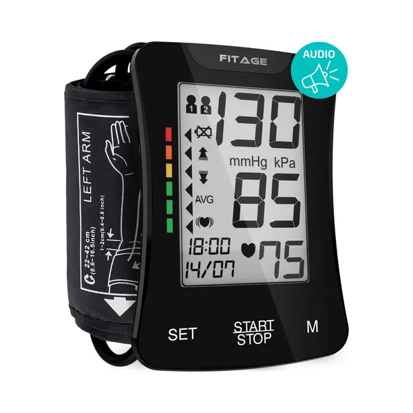 Fitage Medische Bloeddrukmeter Bovenarm - Bloeddrukmeters - Hartslagmeter - Blood Pressure Monitor - Manchet 22-42cm thumbnail