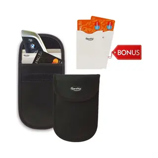 Qwality® Faraday Kooi Hoesje (2 Pack) + 2x Rfid Kaarthouders - Autosleutel Rfid Antidiefstal - Keyless Entry Hoesje - Beschermhoes Autosleutel