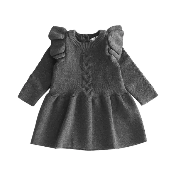 Baby Garden Gebreide Baby Jurk - Grijs - Maat 92 thumbnail