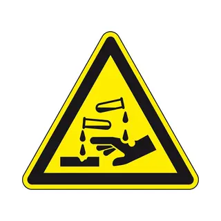 Waarschuwingssticker Bijtende Stoffen - Iso 7010 - W023 25 Mm - 10 Stuks Per Kaart