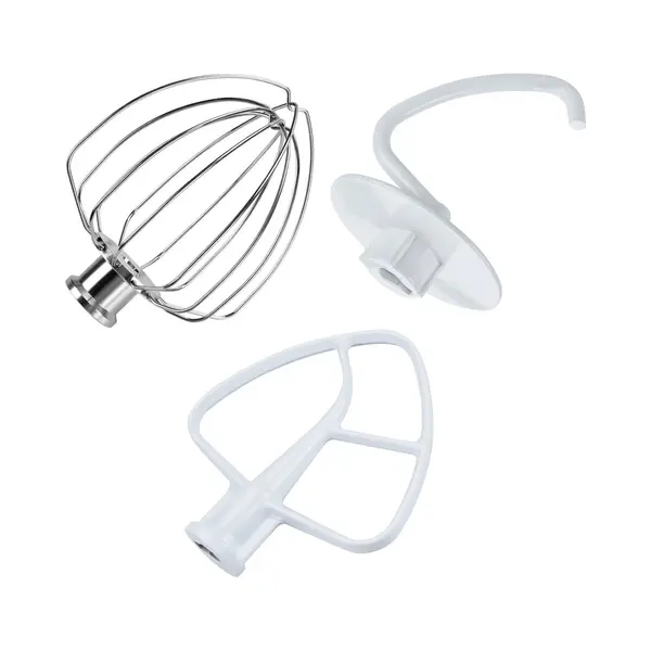 3 Piece Kit Attachments For KitchenAid 4.5-5 Quart Tilt-Head Stand Mixers Artisan Series & Classic Series By Mmobiel - Aluminum K45 6-Wire Whip, Flat thumbnail