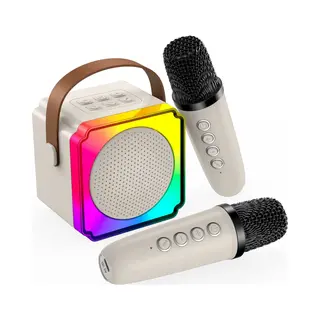 Karaoke Machine For Kids By Mmobiel – Mini Karaoke, Portable Bluetooth Speaker, 2 Wireless Microphones, Adjustable Led-lights, Voice Changer –