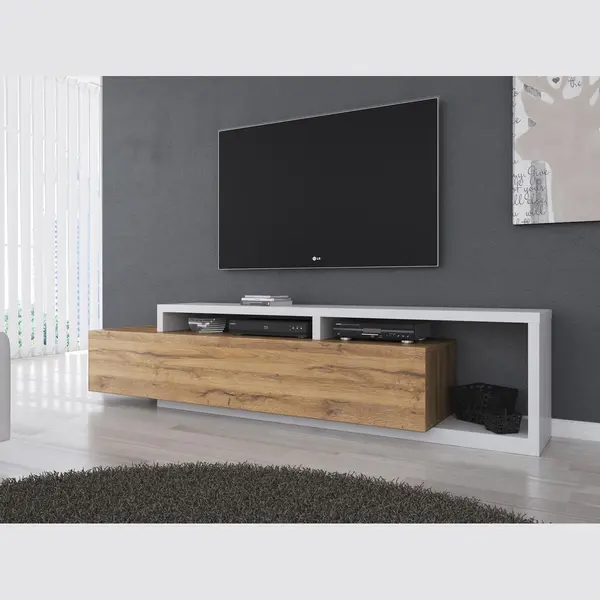 Meubella Tv-Meubel Bello - Eiken - Wit - 219 Cm thumbnail