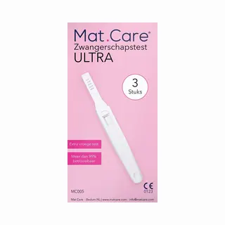 Mat Care Zwangerschapstest Ultra - Extra Gevoelig - Vroege Zwangerschapstesten - 3 Testen