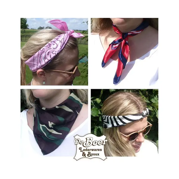 Bandana / Kleine Sjaal Wit - Zwart thumbnail