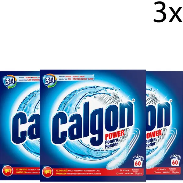 Calgon 3 In 1 Poeder Wasmachine Reiniger En Anti Kalk - 3 X 1, 5kg - 3 X 60doseringen thumbnail
