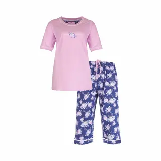 Medaillon Dames Pyjama - Roosjes Print - 100% Katoen - Roze - Maat L
