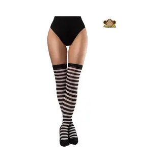Partychimp Kousen Dames Gestreept Voor Bij Carnavalskleding Dames Carnaval Accessoires Verkleedkleren Volwassenen - Wit/Zwart - One-size