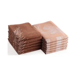 DoubleDry Theedoeken En Keukendoeken Set - 12 Stuks - 100% Katoen - Hoge Absorptie & Duurzaam - Molen, Bruin