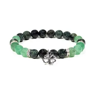 Yogi & Yogini Meditation Armband Kambaba/groene Aventurijn Met Klavertje