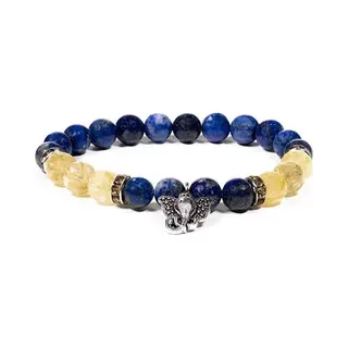 Yogi & Yogini Meditation Edelsteen Armband Lapis Lazuli - Rutielkwarts Met Ganesha