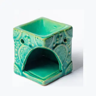 Yogi & Yogini Meditation Aromabrander Voor Smeltkaarsjes Bloemen Groen (8 X 6, 5 Cm)