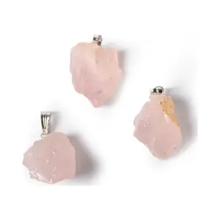 Phoenix Import Mani Bhadra Rozenkwarts Ruw Edelsteenhanger - ±2.5cm