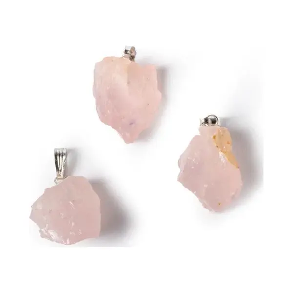 Phoenix Import Mani Bhadra Rozenkwarts Ruw Edelsteenhanger - ±2.5cm thumbnail