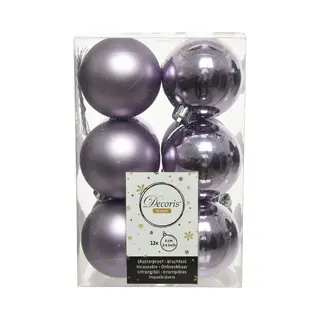 Kaemingk Decoris Pack Of 12 6cm Frosted Lilac Shatterproof Baubles