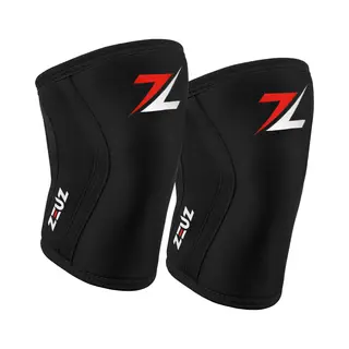Zeuz 2 Stuks Premium Knie Brace Voor Fitness, CrossFit & Sporten – Knieband - Braces – 7 Mm - Zwart, Rood & Wit - Maat Xl