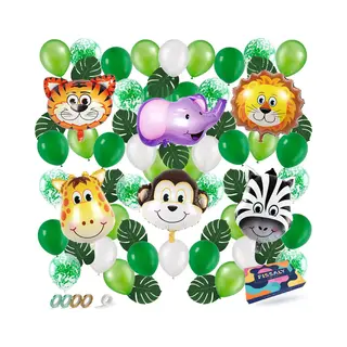 Fissaly 67 Stuks Jungle Thema Party Verjaardag Versiering Ballonnen - Safari Decoratie Kinderfeestje – Feest