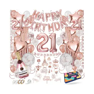Fissaly 21 Jaar Rose Goud Verjaardag Decoratie Versiering - Helium, Latex & Papieren Confetti Ballonnen