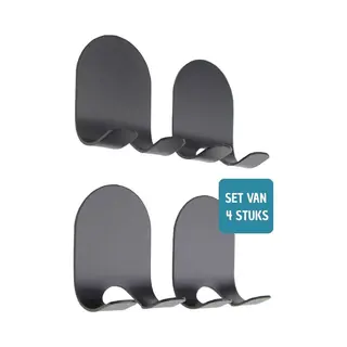 Vannons - Handdoekhaakjes - Ophanghaken - Zelfklevende Haakjes - Set Van 4 - Zwart