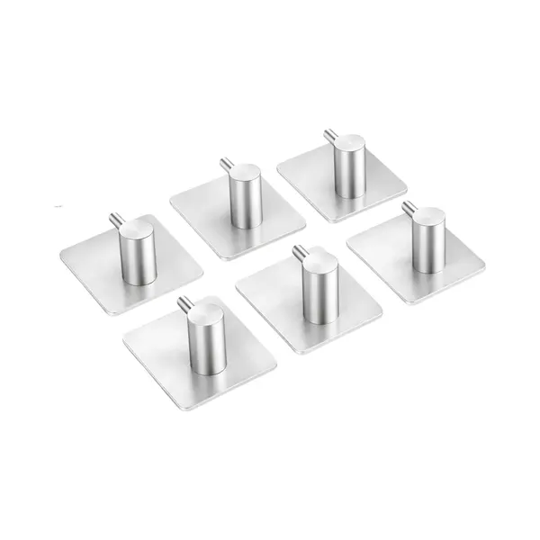 Vannons - Handdoekhaakjes Zelfklevend - Zelfklevende Haakjes - Set Van 6 Handdoekhaakjes - Rvs - Zilverkleurig thumbnail