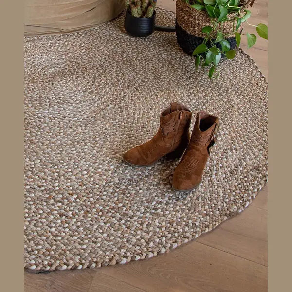 Boho&me Jute Vloerkleed Rond - Braided - Naturel/multi 200 Cm thumbnail