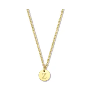 CO88 Collection Alphabet 8CN-26163 Stalen Collier -hanger Rond 7mm - Letter Z - 38 + 7 Cm - Initiaal Sieraad - Goudkleurig