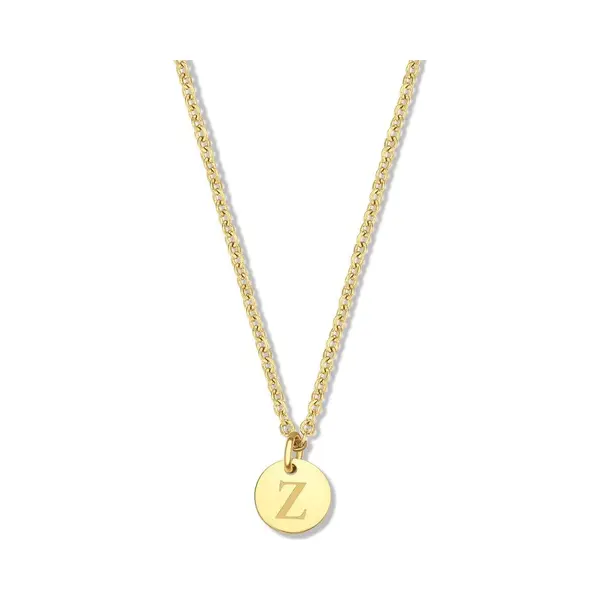CO88 Collection Alphabet 8CN-26163 Stalen Collier -hanger Rond 7mm - Letter Z - 38 + 7 Cm - Initiaal Sieraad - Goudkleurig thumbnail