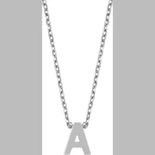 Cadeau Voor Haar New Bling 9NB-907A Zilveren Ketting Dames - Letterhanger - A - Initiaal Sieraad - Zilverkleurig