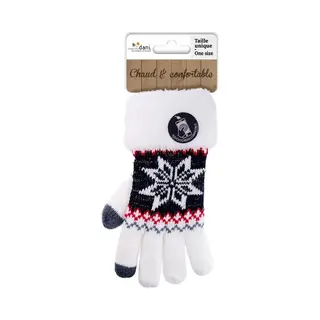 Touchscreen Gebreide Winter Handschoenen Nordic/wit Voor Dames - Smartphone Handschoenen