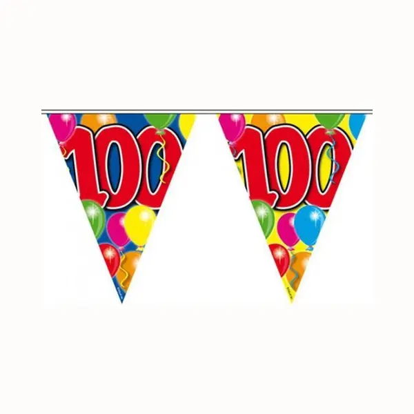 Folat 2x Leeftijd Versiering Vlaggenlijnen / Vlaggetjes / Slingers 100 Jaar Geworden Thema 10 Meter thumbnail