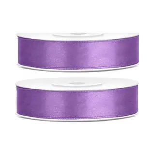 2x Hobby/decoratie Lila Paars Satijnen Sierlinten 1, 2 Cm/12 Mm X 25 Meter - Cadeaulinten Satijnlinten/ribbons - Lila Paarse Linten - Hobbymateriaal