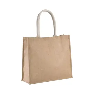 Kimood Jute Boodschappen Strandtas - Beige - 42 X 36 Cm - Strandartikelen Beach Bags/shoppers - 22 Liter
