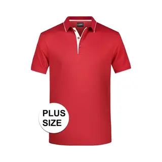 James & Nicholson Grote Maten Polo Shirt Golf Pro Premium Rood/wit Voor Heren - Rode Plus Size Herenkleding - Werk/zakelijke Polo T-shirt 3XL