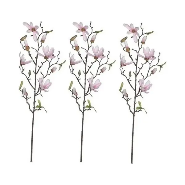 Shoppartners Mica Decorations Kunstbloem - 3x - Magnolio Beverboom - Lichtroze - 80 Cm - Kunstplanten/kunsttakken - Kunstbloemen Boeketten thumbnail