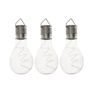 Lumineo Solar Hanglamp Bol/peertje - 3x - Transparant - Kunststof - 14 Cm - Buitenverlichting