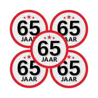 65 Jaar Leeftijd Sticker - 5x - Rond - Dia 15 Cm - 65 Jaar Verjaardag - Jubileum - Leeftijd Versiering
