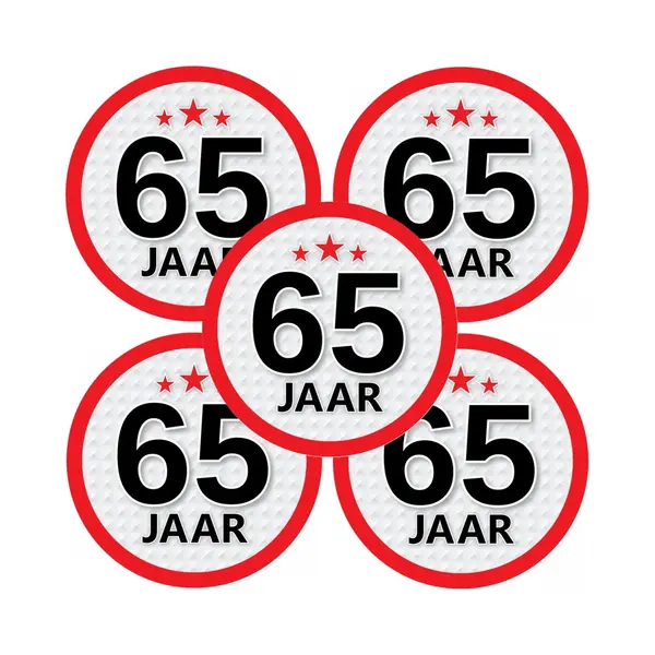 65 Jaar Leeftijd Sticker - 5x - Rond - Dia 15 Cm - 65 Jaar Verjaardag - Jubileum - Leeftijd Versiering thumbnail