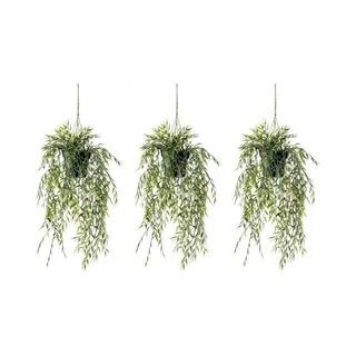 Shoppartners Groene Bamboe Kunstplant - 3x - 50 Cm - In Hangende Pot - Kunstplanten/nepplanten