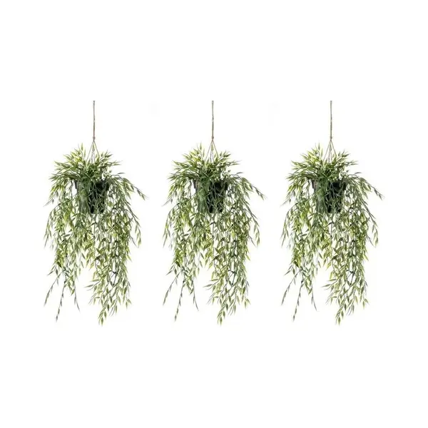 Shoppartners Groene Bamboe Kunstplant - 3x - 50 Cm - In Hangende Pot - Kunstplanten/nepplanten thumbnail
