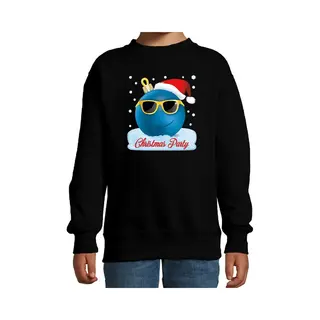 Bellatio Decorations Foute Kersttrui / Sweater Christmas Party Coole / Stoere Kerstbal - Zwart Voor Jongens - Kerstkleding / Christmas Outfit 170/176