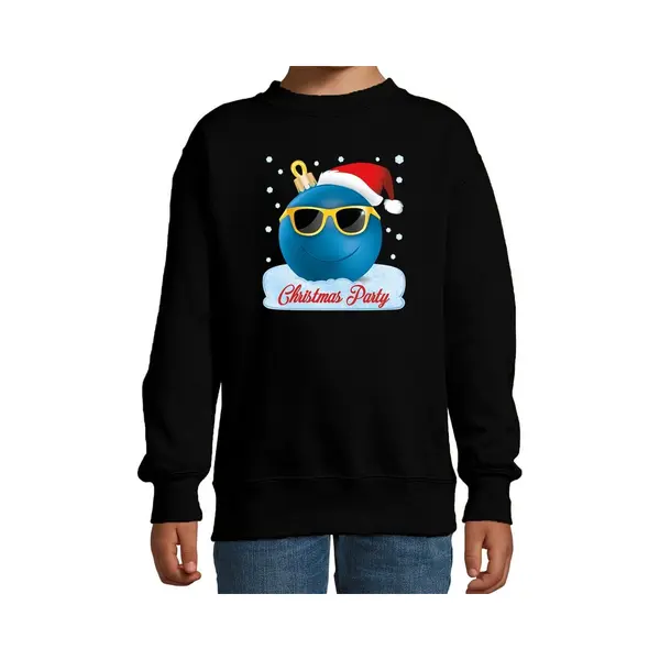 Bellatio Decorations Foute Kersttrui / Sweater Christmas Party Coole / Stoere Kerstbal - Zwart Voor Jongens - Kerstkleding / Christmas Outfit 170/176 thumbnail