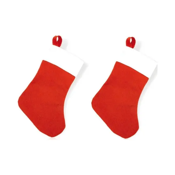 2x Rode Mini Kerstsok 32 Cm - Relatie Geschenken - Voordelige Kerstsokken thumbnail